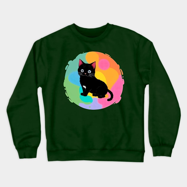 Black kitty Crewneck Sweatshirt by danvaman